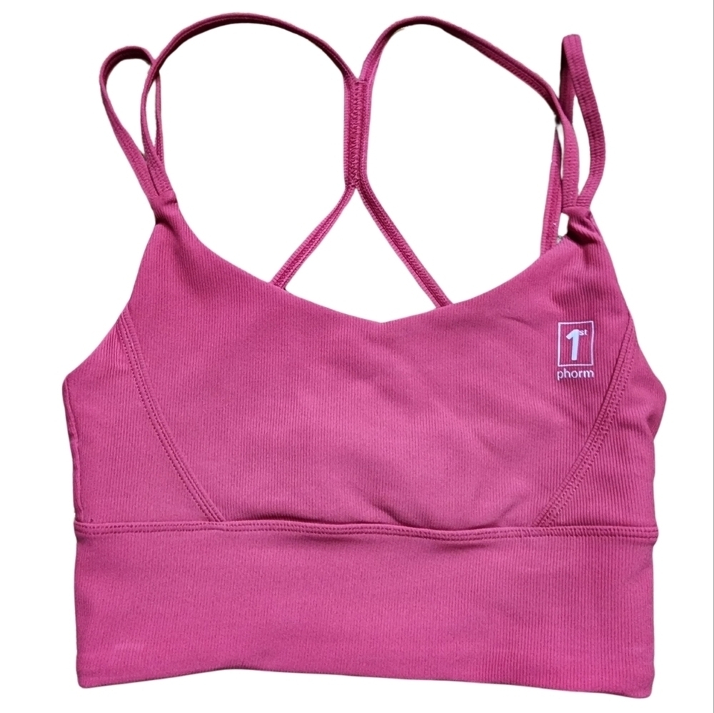1st Phorm, Red Ribbed Strappy Sports Bra, Small